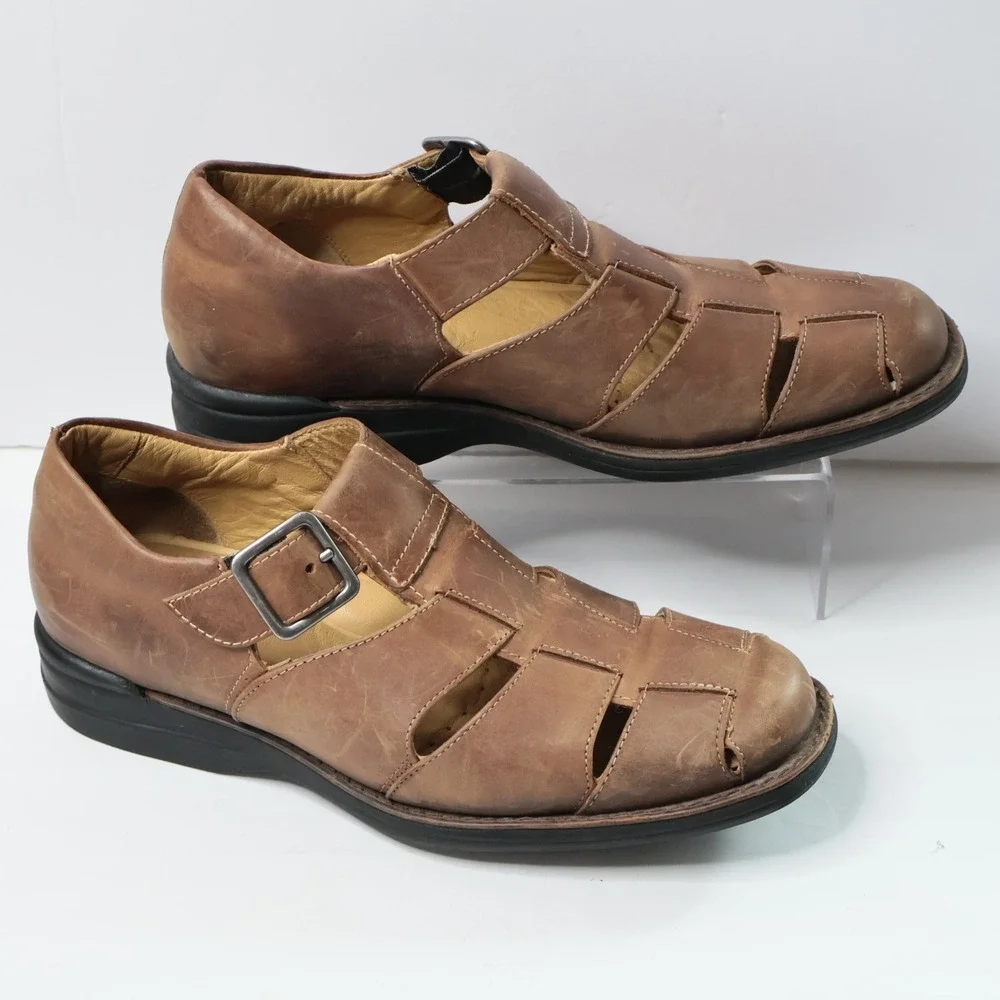 Johnston‎ & Murphy Mens Brown Leather Fisherman Sandals Shoes 8M 20-7246
